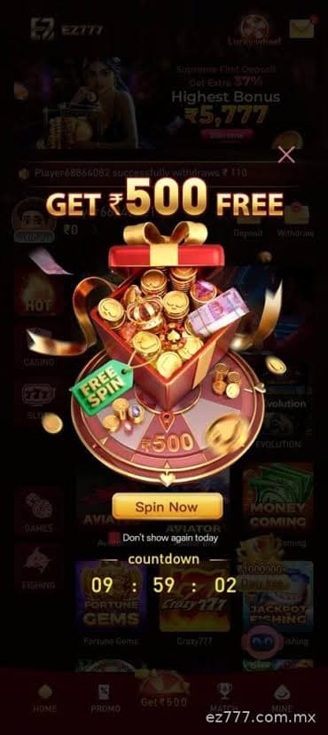 EZ777 free spin ₹500 bonus slot - ez777 slot game promotion